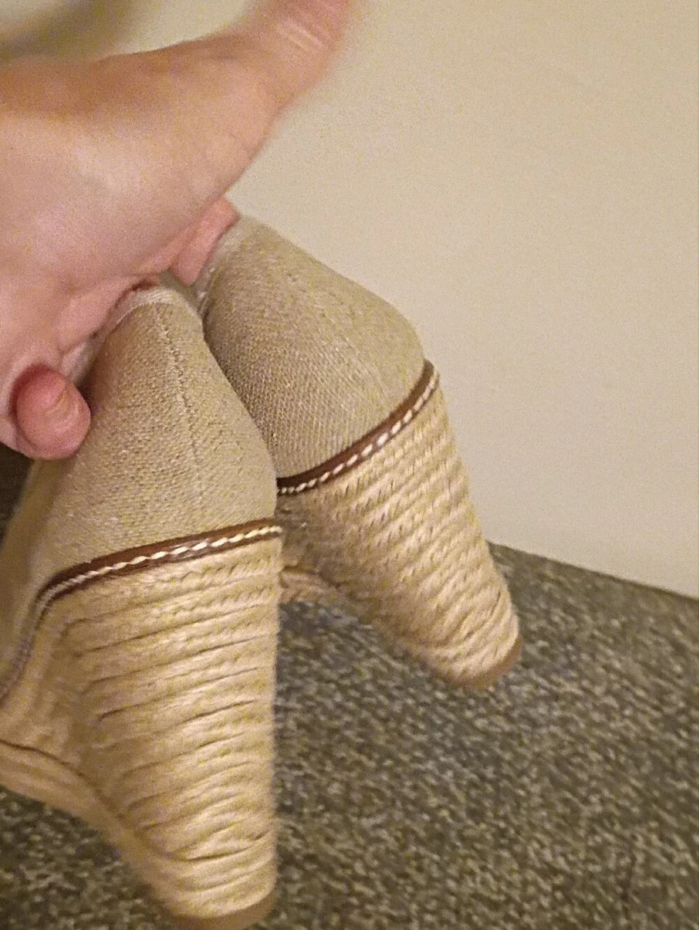 Tory Burch Natural Canvas Bow Espadrille Flats